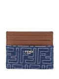 Fendi Men Leather And Denim-Effect Ff Jacquard Card Holder