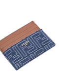 Fendi Men Leather And Denim-Effect Ff Jacquard Card Holder