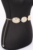 Textured Oval Disk Fashion Chain Belt