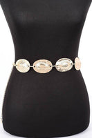 Textured Oval Disk Fashion Chain Belt