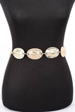 Textured Oval Disk Fashion Chain Belt