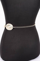 Textured Oval Disk Fashion Chain Belt