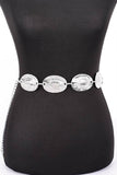 Textured Oval Disk Fashion Chain Belt