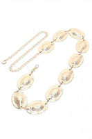 Textured Oval Disk Fashion Chain Belt