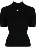 Courreges Women Reedition Short Sleeves Ribbed Knitted Sweater