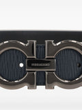 Ferragamo Men Semi-Matt Grained Leather Reversible Gancini Belt