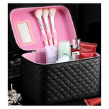 Quilted Vegan Leather 3 Pieces Makeup Case