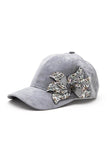 Beaded Flower Suede Fashion Cap