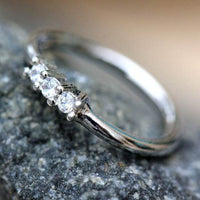 Triple Prong Set Clear CZ Seamless Ring