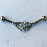 316L Stainless Steel Jeweled Triple Chain