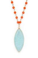 Beads & Precious Stone Pendant Necklace