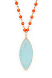 Beads & Precious Stone Pendant Necklace