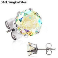 Pair of 316L Stainless Steel Aurora Borealis Round