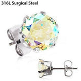 Pair of 316L Stainless Steel Aurora Borealis Round