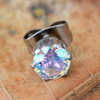 Pair of 316L Stainless Steel Aurora Borealis Round