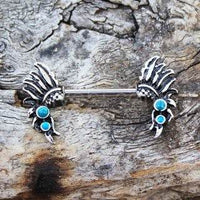 316L Stainless Steel Turquoise Feather Headdress