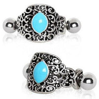 316L Stainless Steel Aqua Ornate Cartilage Cuff