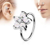 316L Stainless Steel Synthetic Opal Flower Nose