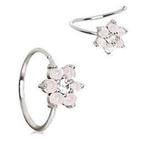 316L Stainless Steel Synthetic Opal Flower Nose