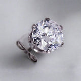 Pair of .925 Sterling Silver Clear Round CZ Stud