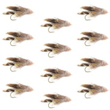 Muddler Minnow Streamer Fishing Fly - 12 Flies Hook Size 6
