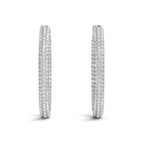 14k White Gold Two Row Pave Set Diamond Hoop Earrings (7 cttw)
