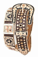 Long Horn Concho Crystal Western Belt