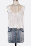 Extra Long Fringe Rhinestone Choker Necklace