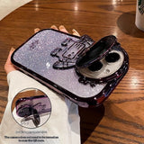 Glitter Astronaut Camera Stand Phone Case For I14 13 12 11 Pro Max XR 14 Plus Invisible Lens Bracket Plating Soft Cover