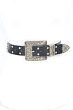 Engraved Buckle Crystal Metallic Belt