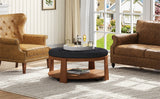 Modern Large Round Ottoman and Coffee Table 2-Tier