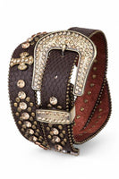 Crystal Cross Leather Western Belt