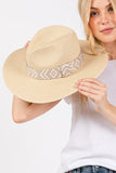 Aztec Jacquard Ribbon Straw Fedora Hat
