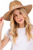 Aztec Jacquard Ribbon Straw Fedora Hat