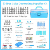 236-Pieces: Cake Decorating Kit Baking Tool with Piping Tips Couplers