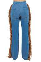 Harley Wide Leg Fringe in Medium Wash