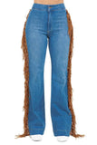 Harley Wide Leg Fringe in Medium Wash