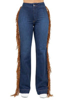 Harley Wide Leg Fringe Jean in Dark Wash