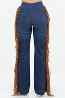 Harley Wide Leg Fringe Jean in Dark Wash