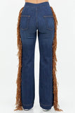 Harley Wide Leg Fringe Jean in Dark Wash