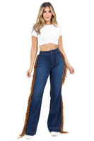 Harley Wide Leg Fringe Jean in Dark Wash