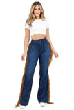Harley Wide Leg Fringe Jean in Dark Wash