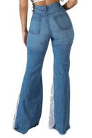 Lace Bell Bottom Jean in Medium Wash