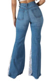 Lace Bell Bottom Jean in Medium Wash