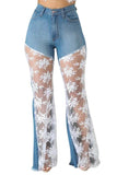 Lace Bell Bottom Jean in Medium Wash