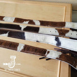 Hair-on-Hide Brown & White Leather Belt w/ Fringe