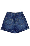 The Willow Denim Short Rhinestones Dark Wash