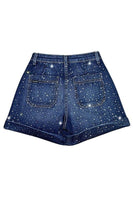The Willow Denim Short Rhinestones Dark Wash