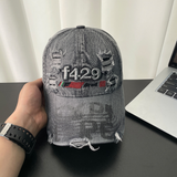Monochromatic Three-dimensional Embroidered Frayed-edge Personalized Print Brim Trendy Casual Baseball Cap Suitable For Street And Travel Use