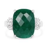 8.50 Carat Dyed Emerald and White Topaz .925 Sterling Silver Ring